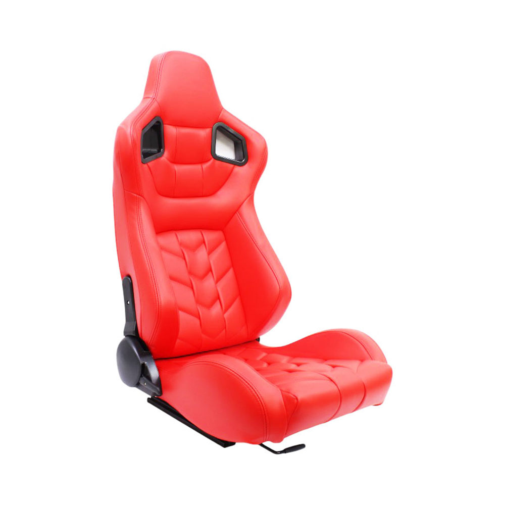 Evo Reclinable Racing Seat with Red PU Leather Arrow V2 Design