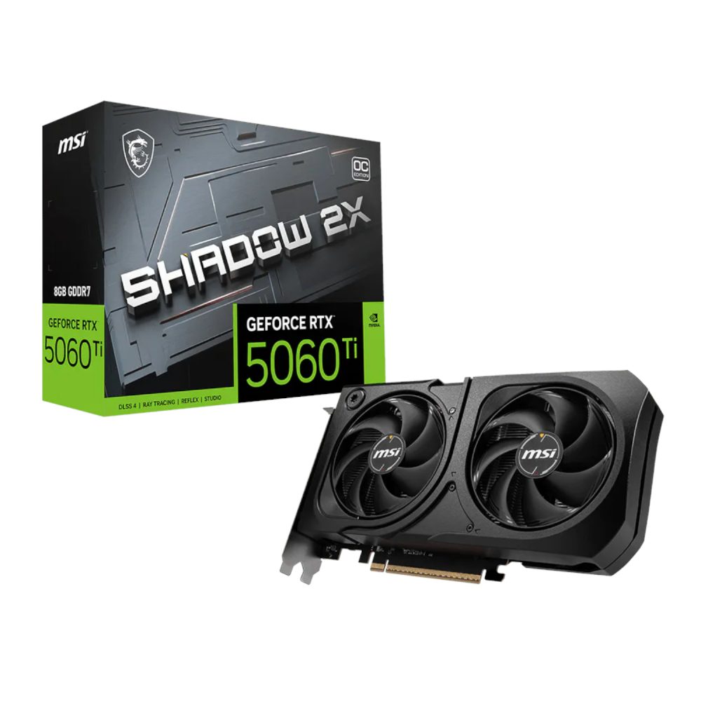 MSI GeForce RTX 5060 Ti SHADOW 2X OC PLUS 128-bit GDDR7 8GB Graphics Card