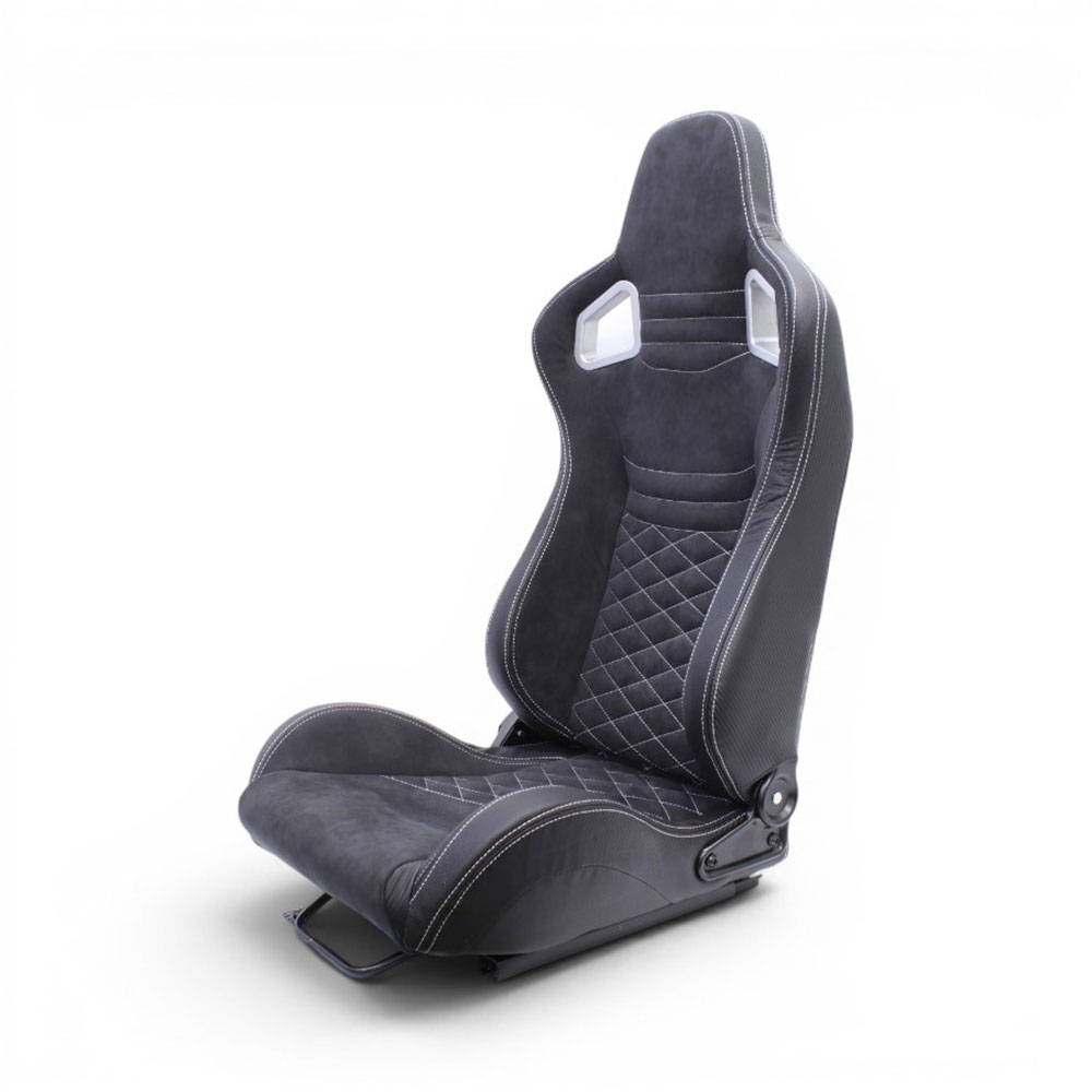 Alcantara Black with White Stitch Reclinable Racing Seat