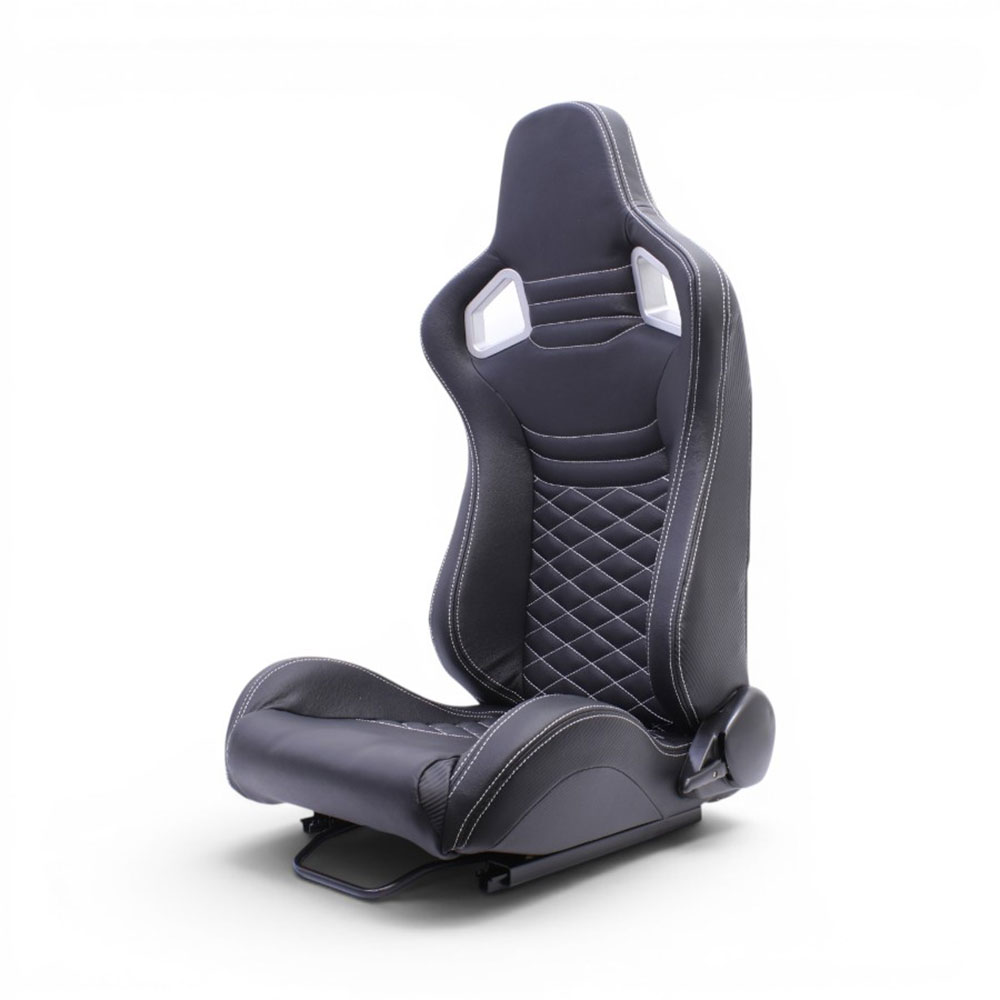 Leather Touch Black with White Stitch Reclinable Racing Seats
