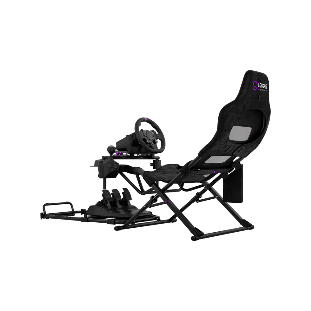 LORGAR FLEX RAF1, Sim Racing Cockpit Advanced, Foldable, 150x72x113 cm-playing, 38x72x126cm-folded, Black