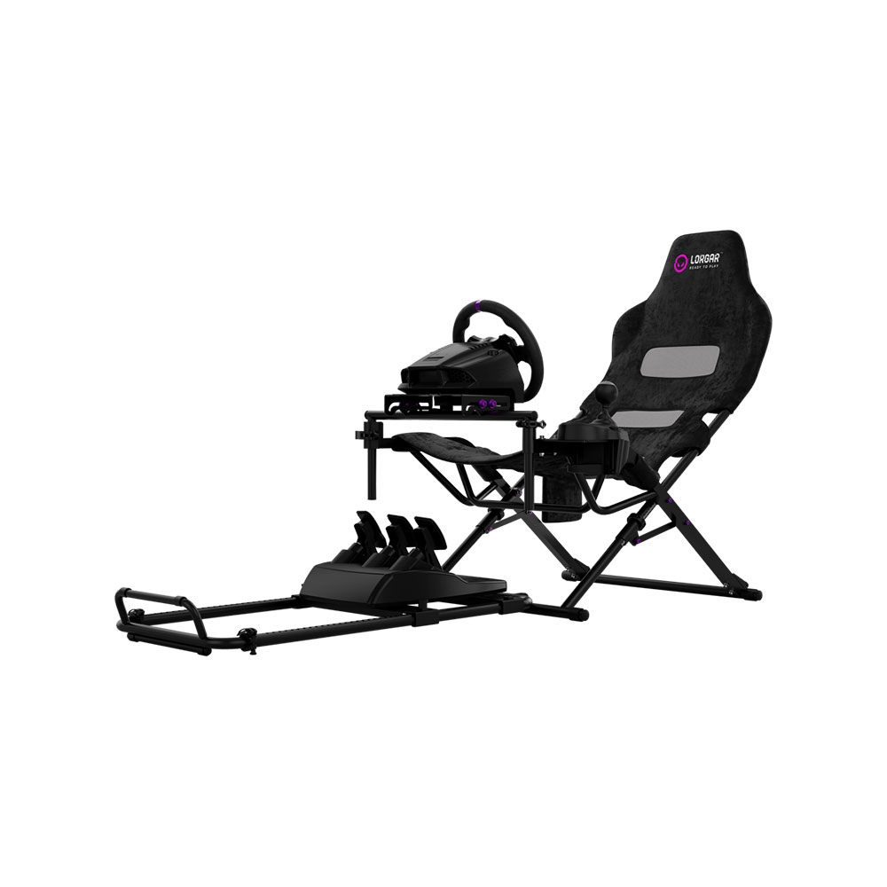 LORGAR FLEX RAF1, Sim Racing Cockpit Advanced, Foldable, 150x72x113 cm-playing, 38x72x126cm-folded, Black