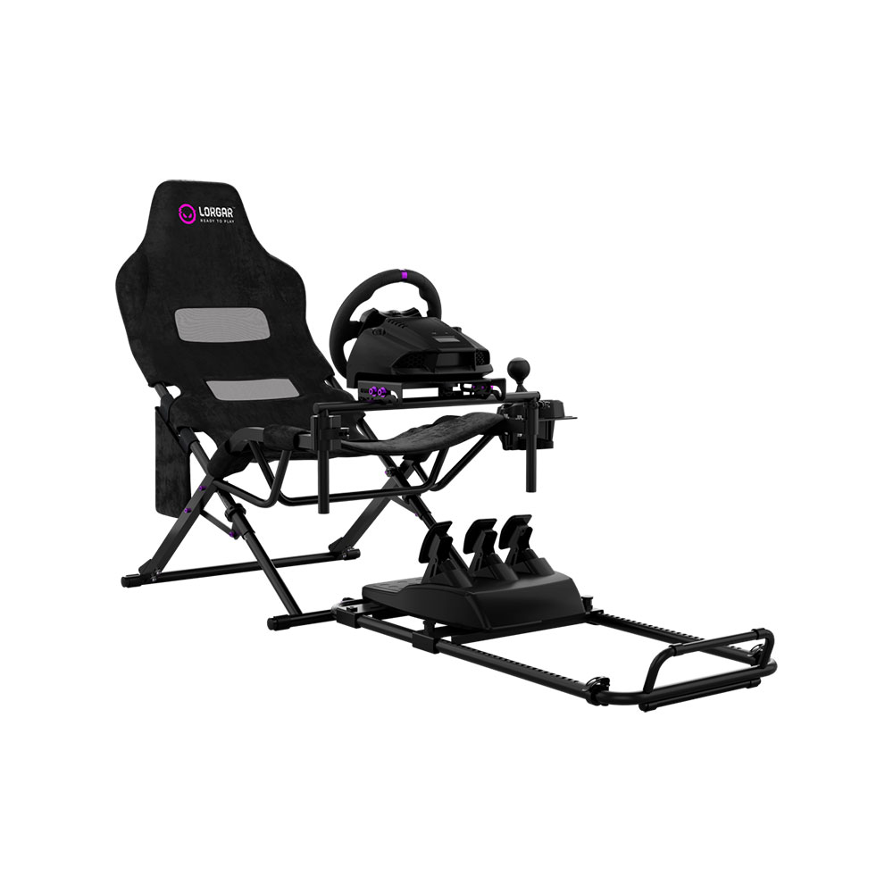 LORGAR FLEX RAF1, Sim Racing Cockpit Advanced, Foldable, 150x72x113 cm-playing, 38x72x126cm-folded, Black